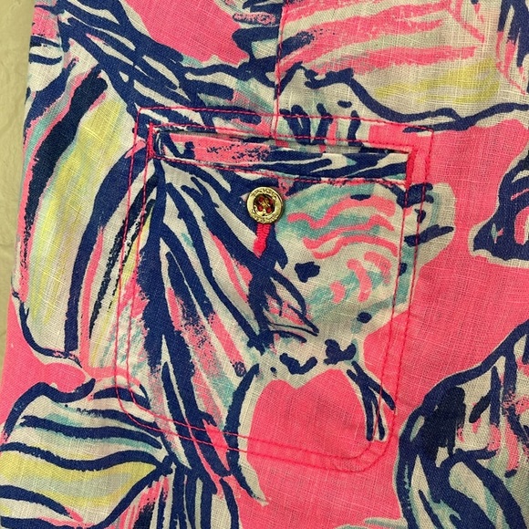 LILLY PULITZER Linen Galley Pants - Tiki Pink Cabana Crazed - 6 - Picture 4 of 13